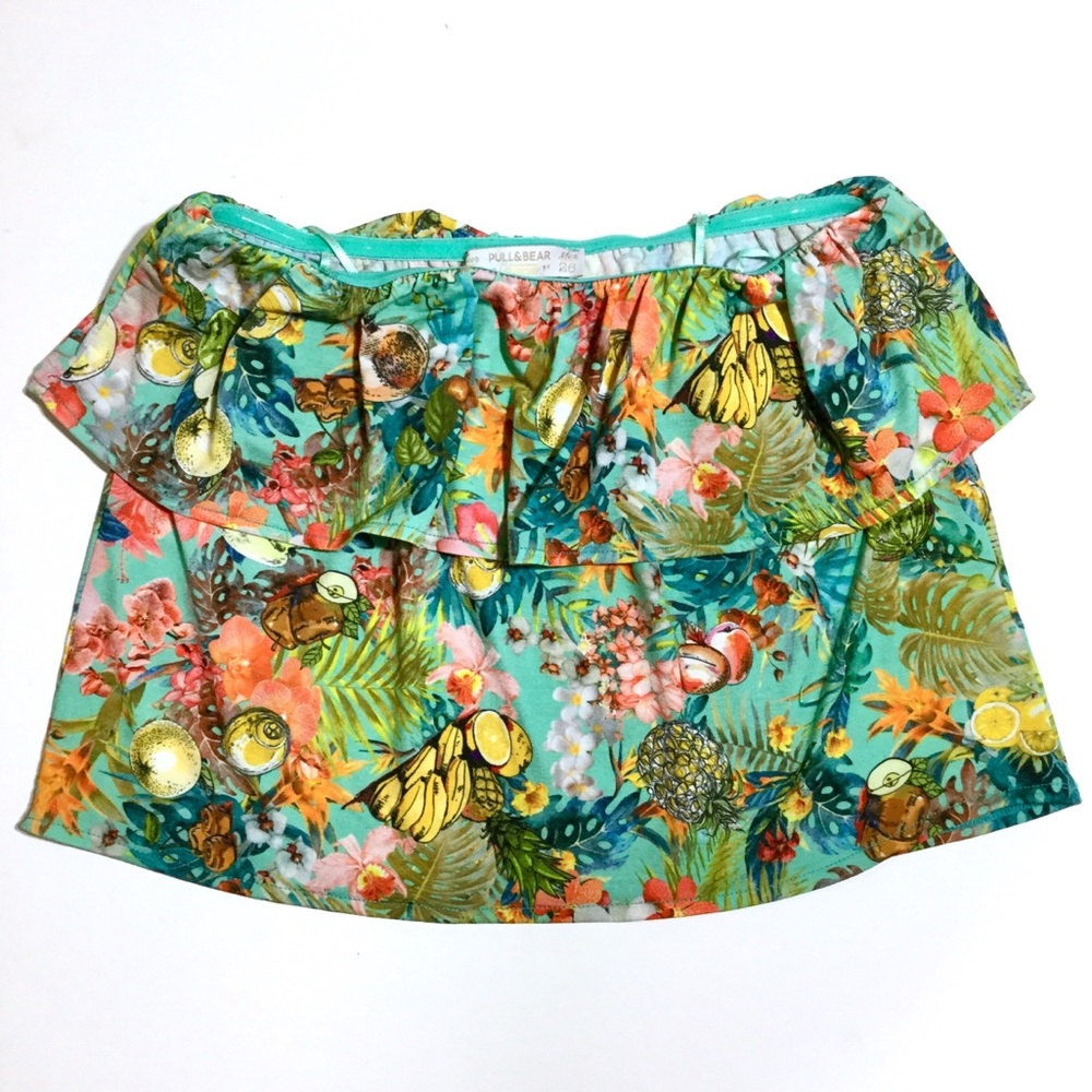 Tropical strapless crop top